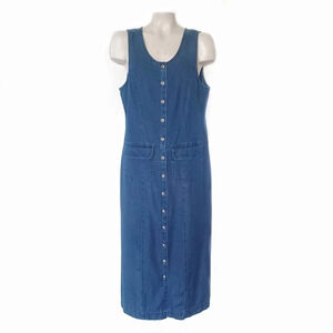 Vintage Talbots Chambray Cotton Maxi Tank Dress  Cottagecore Western Coastal